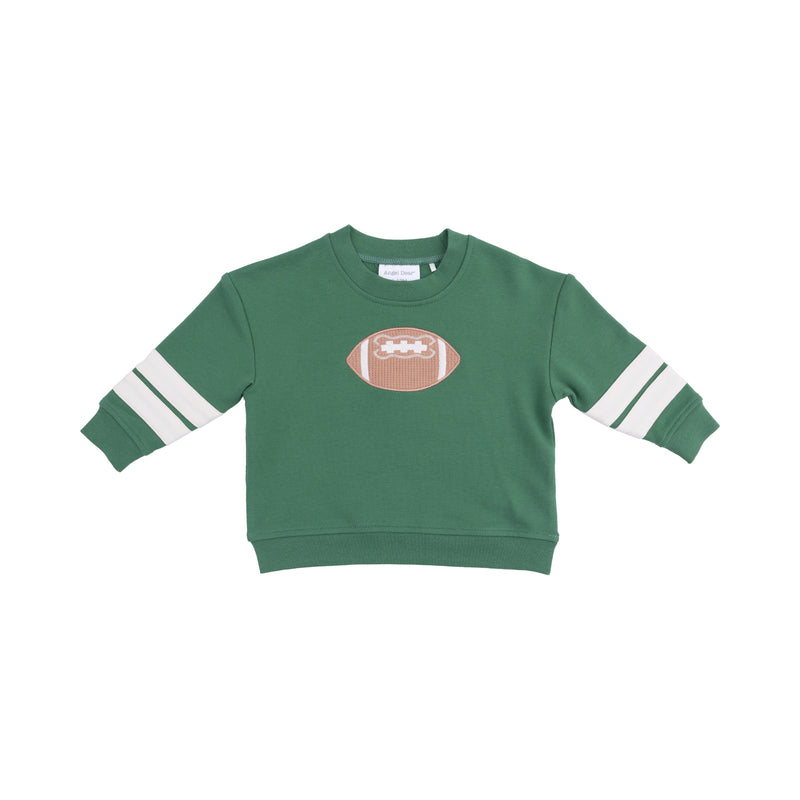 Varsity - Green - Cozy Drop Sleeve Sweatshirt with Varsity Stripes