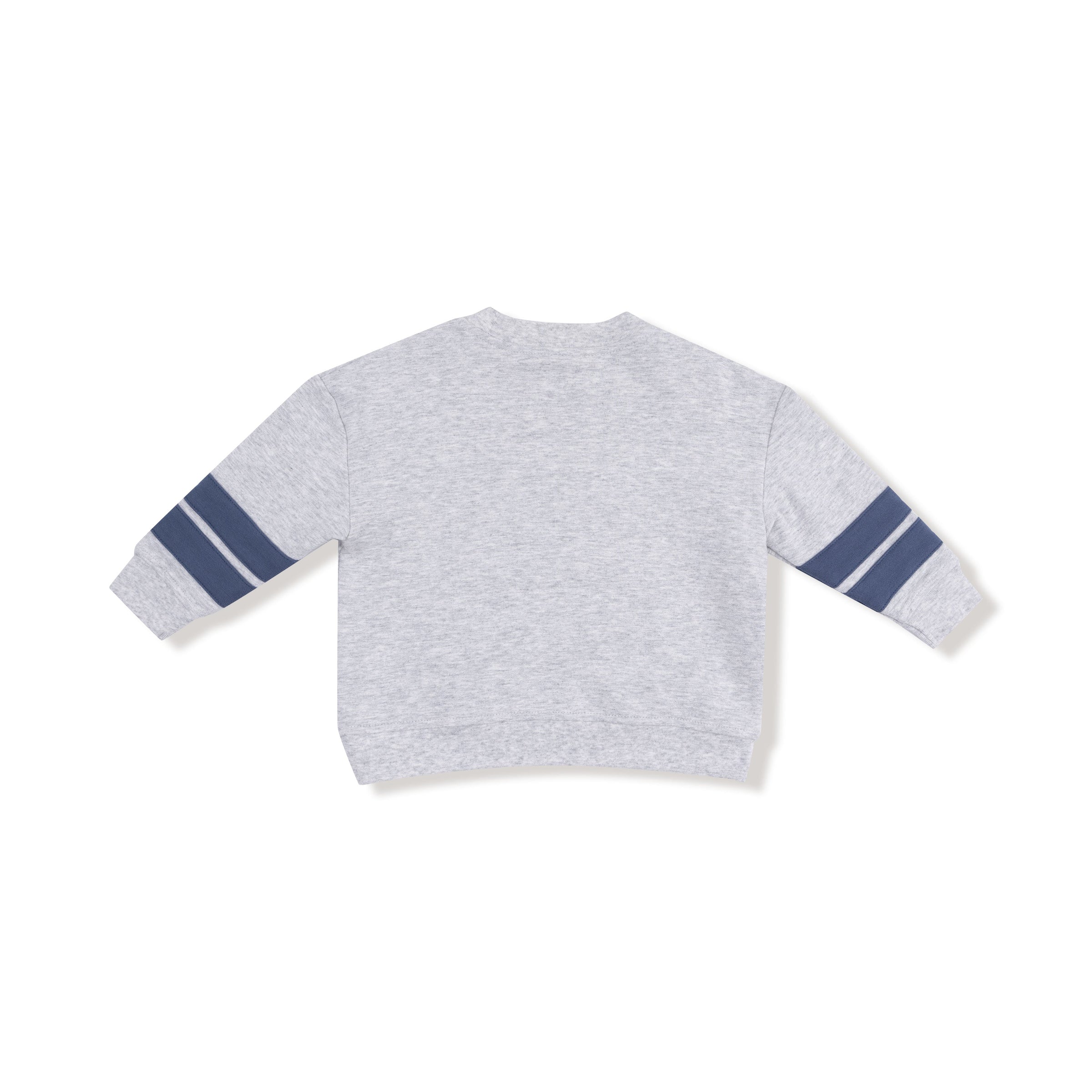 Varsity - Light Grey - Cozy Drop Sleeve Sweatshirt with Varsity Stripes
