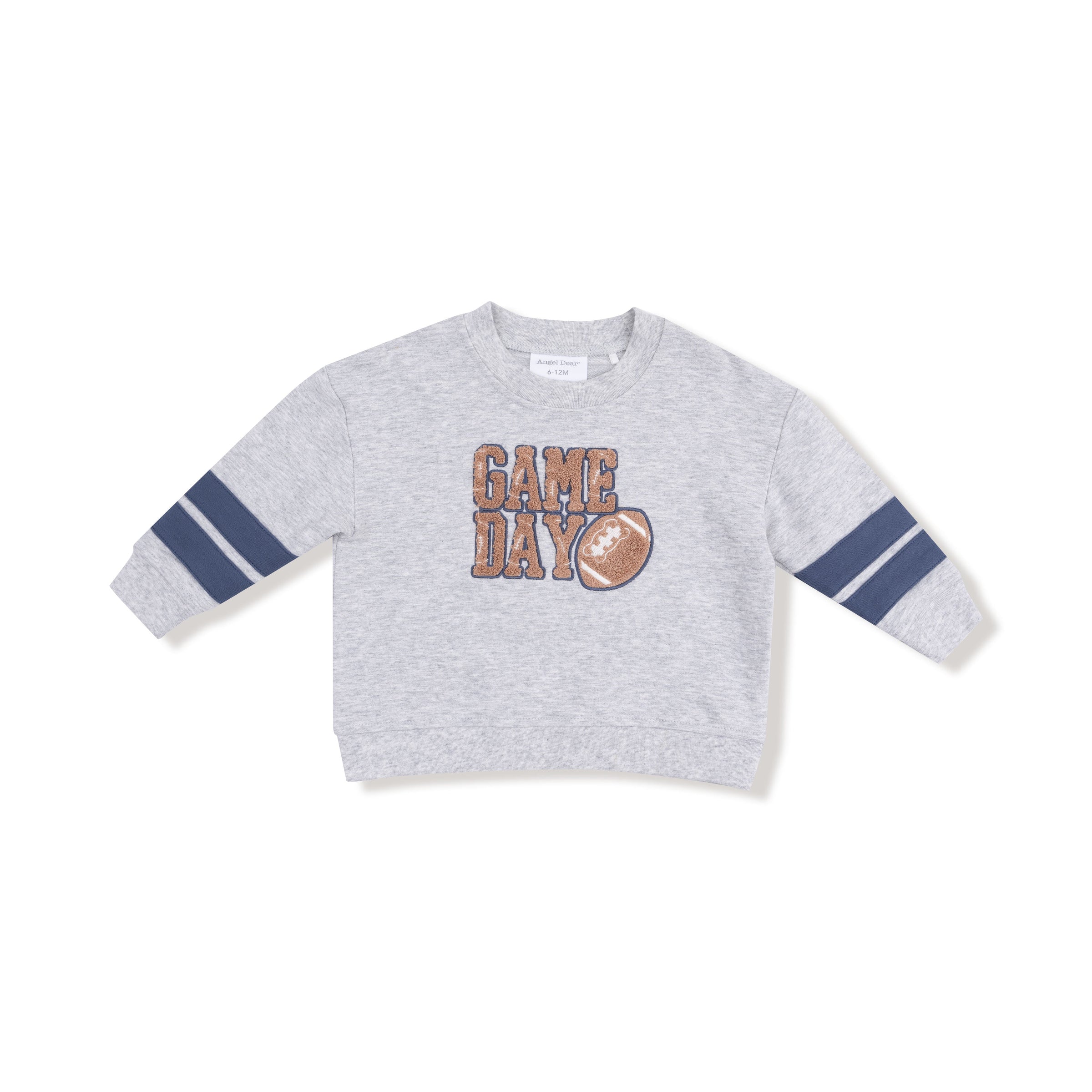 Varsity - Light Grey - Cozy Drop Sleeve Sweatshirt with Varsity Stripes