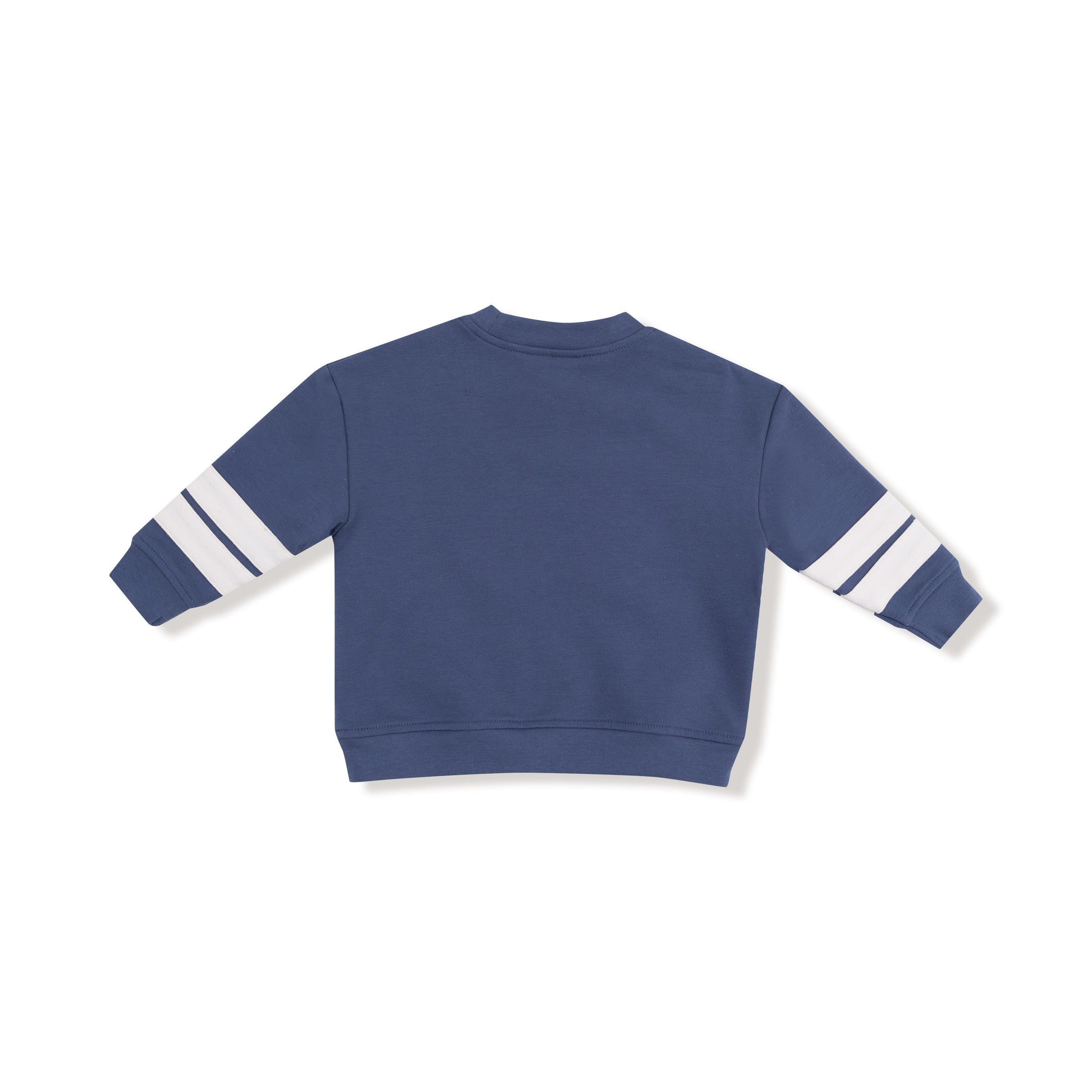 Varsity - Vintage Indigo - Cozy Drop Sleeve Sweatshirt with Varsity Stripes