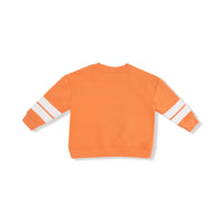 Varsity - Orange - Cozy Drop Sleeve Sweatshirt with Varsity Stripes