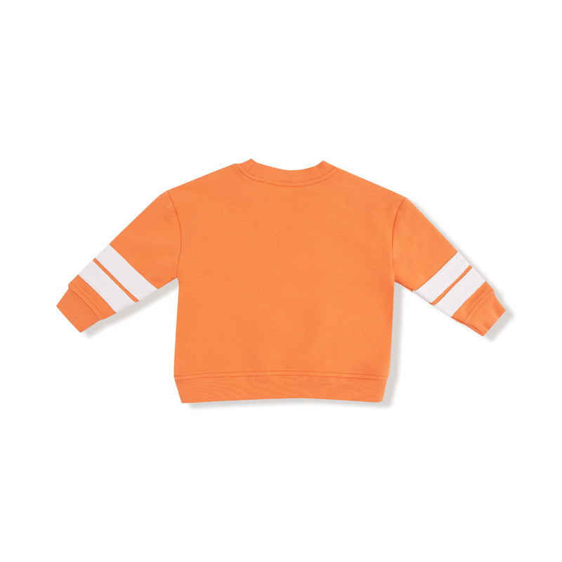 Varsity - Orange - Cozy Drop Sleeve Sweatshirt with Varsity Stripes