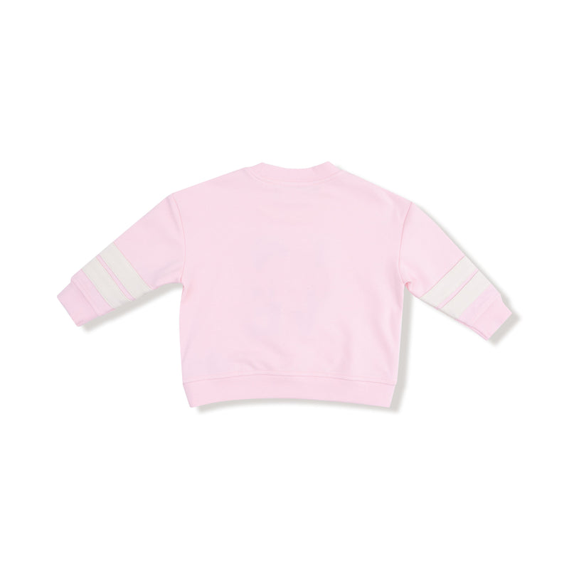 Varsity - Pink - Cozy Drop Sleeve Sweatshirt with Varsity Stripes