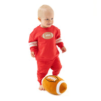 Varsity - Red - Cozy Drop Sleeve Sweatshirt with Varsity Stripes