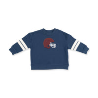 Football Helmets - Drop Sleeve Sweatshirt with Varsity Stripes Maroon Helmet