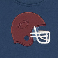 Football Helmets - Drop Sleeve Sweatshirt with Varsity Stripes Maroon Helmet