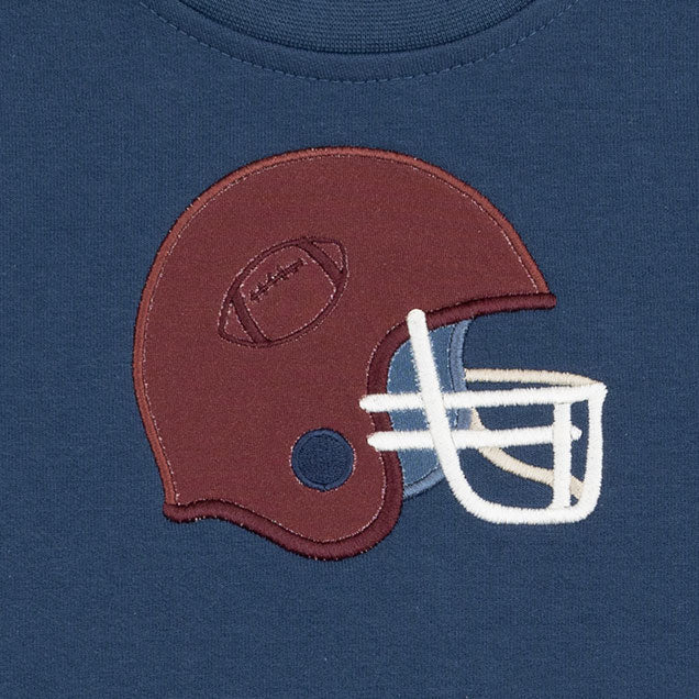 Football Helmets - Drop Sleeve Sweatshirt with Varsity Stripes Maroon Helmet