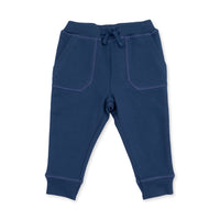 Solid Insignia Blue - Jogger Pant with Varsity Stripes