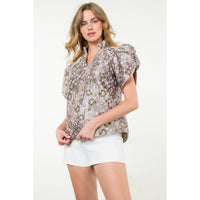 Phoebe - Ruched  Sleeve Textured Top