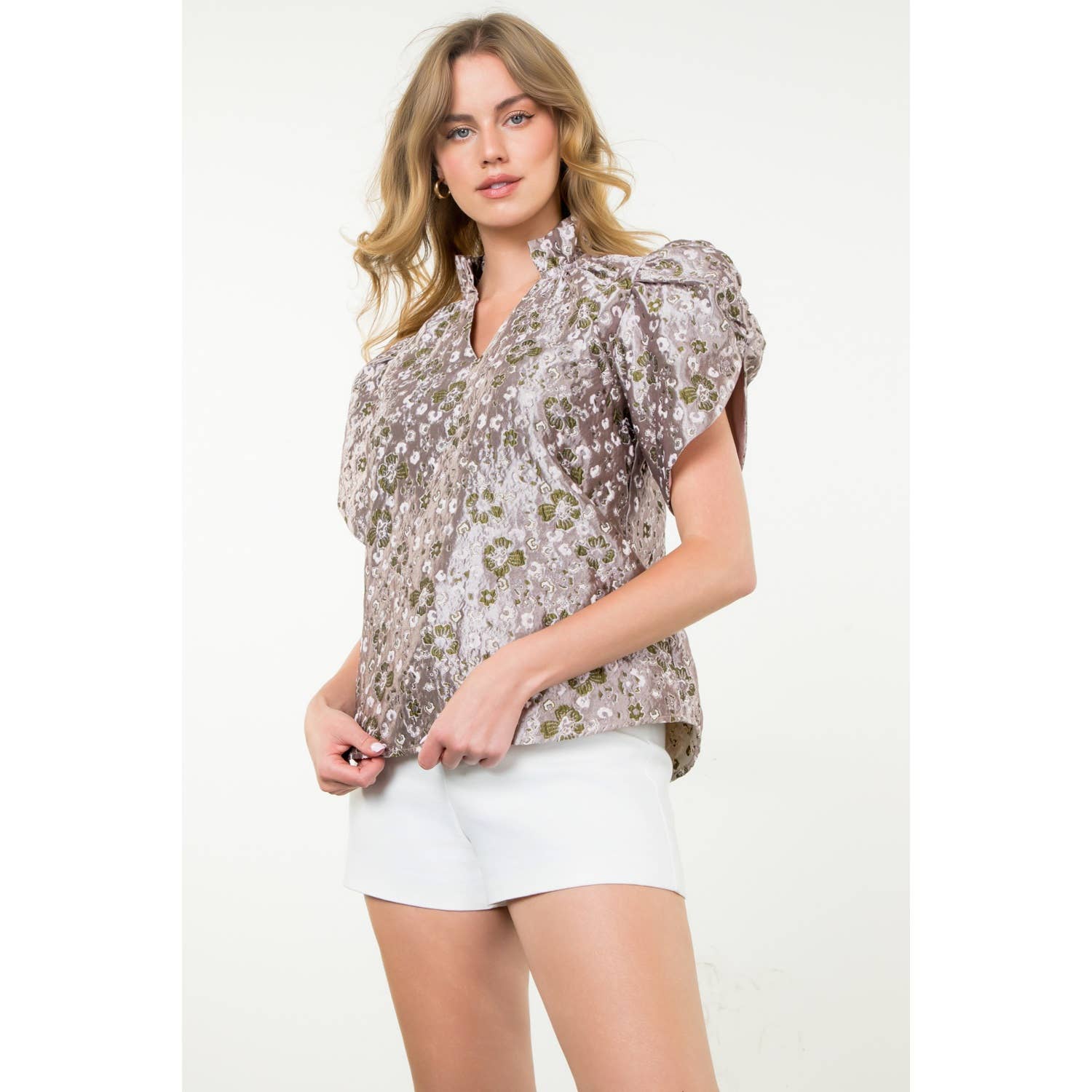 Phoebe - Ruched  Sleeve Textured Top
