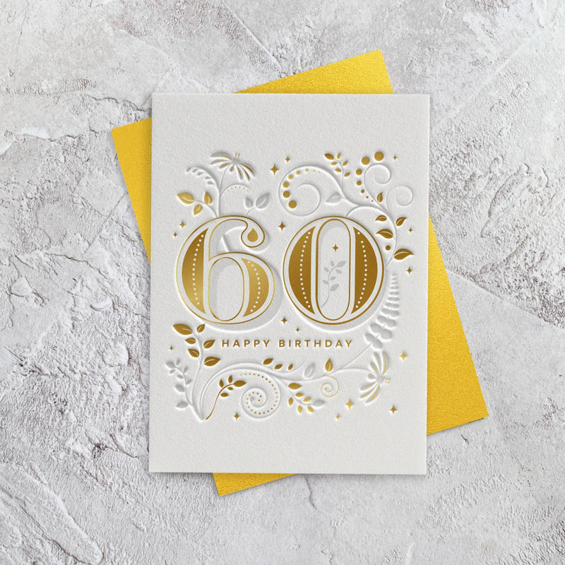 Age 60 Letterpress Style Card