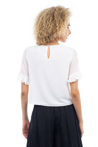 Pleated Ruffle Sleeve Blouse