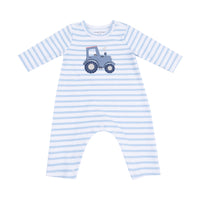 Mini Tractors - Long Sleeve Snap Shoulder Romper