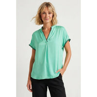 Willa Whipstitch Drop Shoulder Blouse - Teal