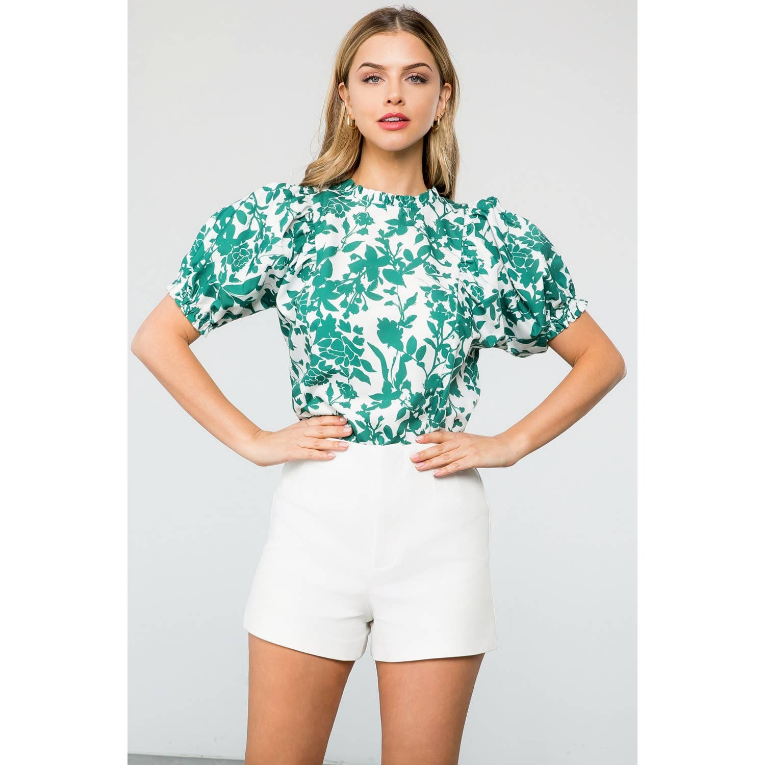 Adelle - Flower Puff Sleeve Top