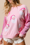 Sequined Santa Claus Long Sleeve Christmas Sweatshirt