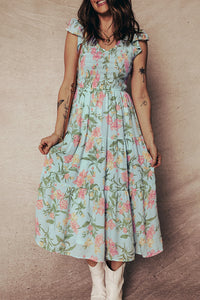 Doreen - Mint Floral Tiered Maxi Dress