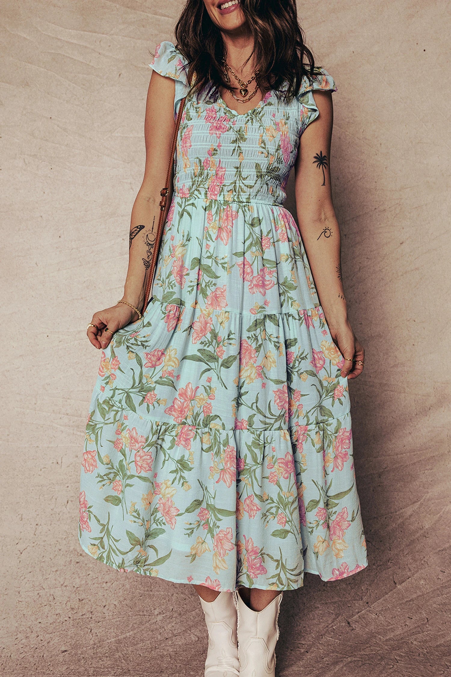 Doreen - Mint Floral Tiered Maxi Dress