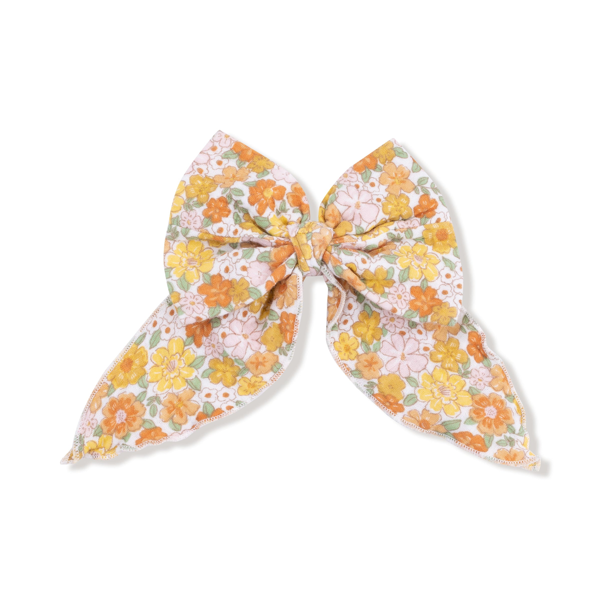 Sweet Amber Floral - Bow with Tails Clip In