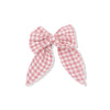 Rose Pink Plaid - Bow with Tails Clip In
