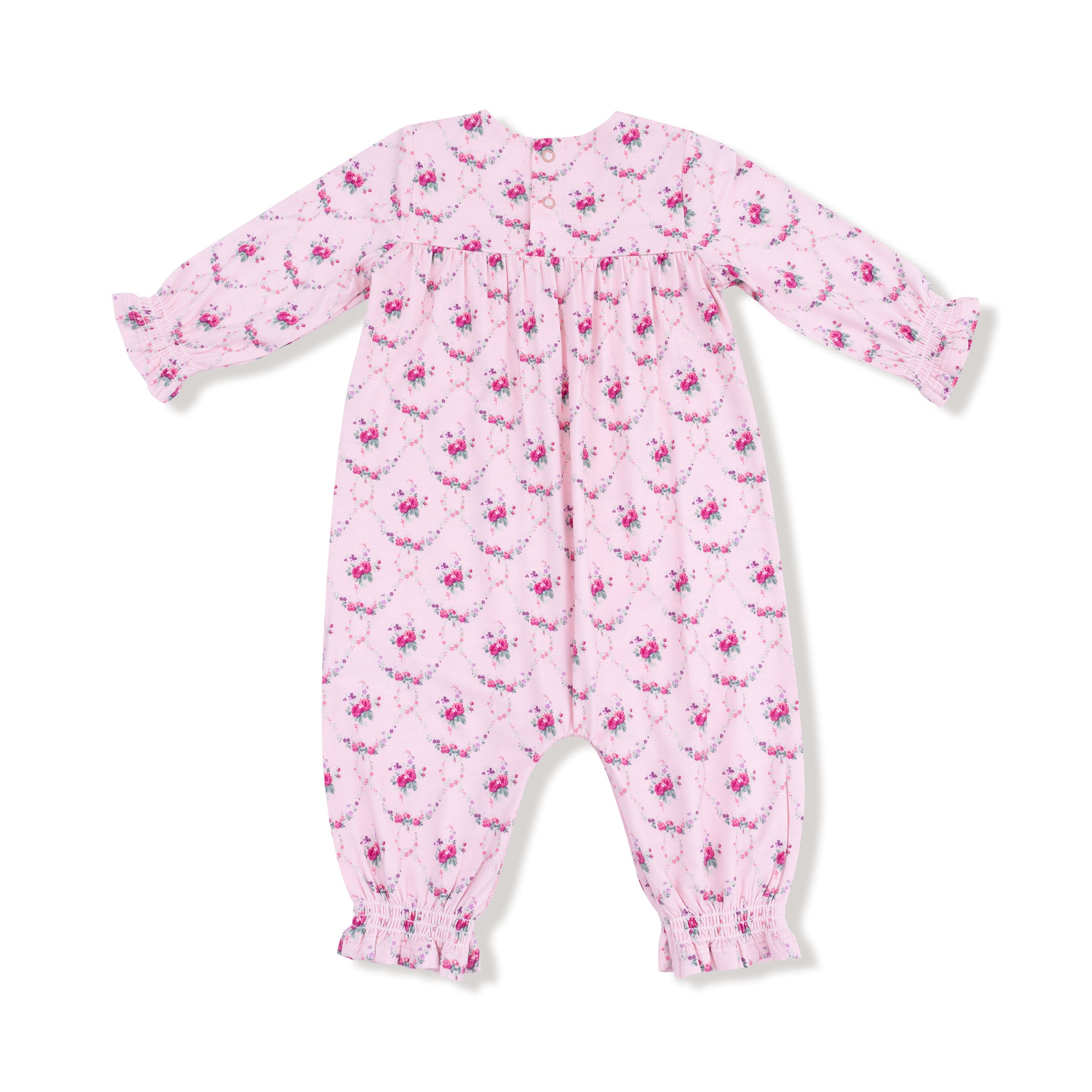 Rose Garden Trellis - Smocked Long Sleeve Romper