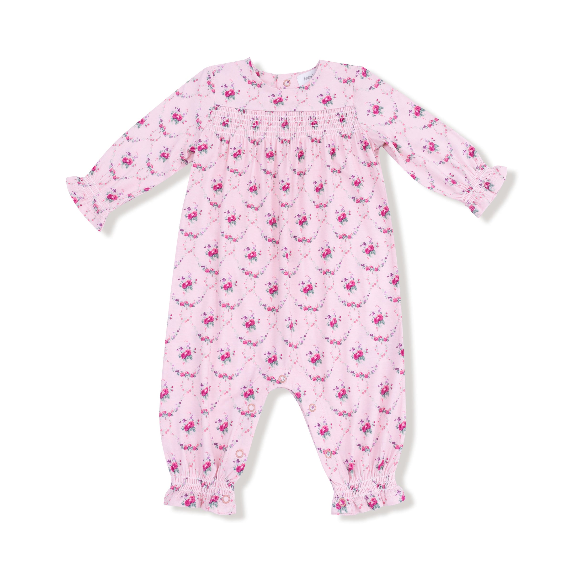 Rose Garden Trellis - Smocked Long Sleeve Romper