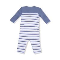 Vintage Stripe - Blue - Romper with Contrast Sleeves