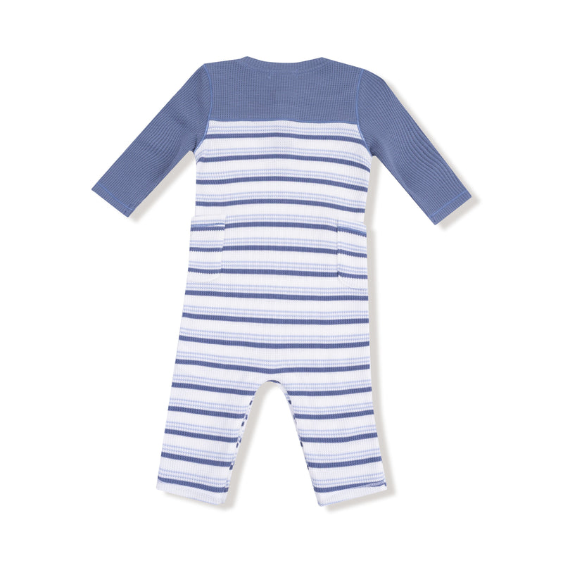 Vintage Stripe - Blue - Romper with Contrast Sleeves