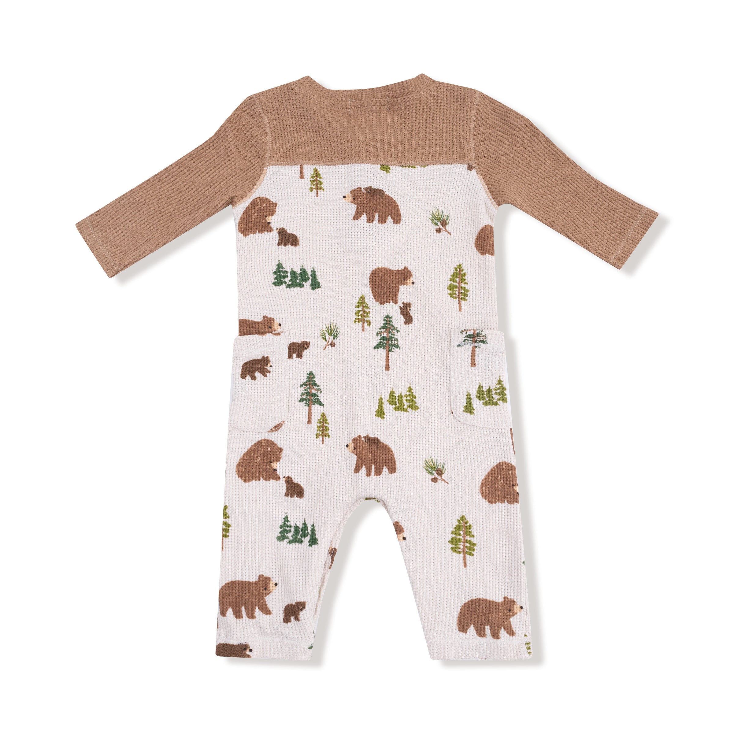 Sweet Brown Bears - Romper with Contrast Sleeves
