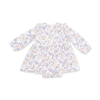 Floral Deer - Long Sleeve Ruffle Bodysuit Dress