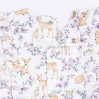 Floral Deer - Long Sleeve Ruffle Bodysuit Dress