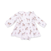 I Love Horses - Long Sleeve Ruffle Bodysuit Dress