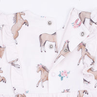 I Love Horses - Long Sleeve Ruffle Bodysuit Dress