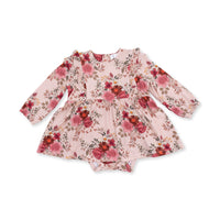 Sabrina Floral - Long Sleeve Ruffle Bodysuit Dress