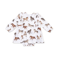 Wild Horses - Long Sleeve Ruffle Bodysuit Dress