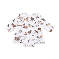 Wild Horses - Long Sleeve Ruffle Bodysuit Dress