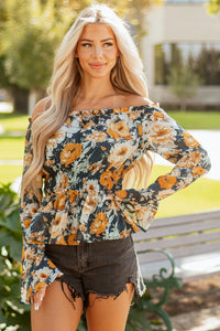 Renee - Blue Floral Off Shoulder Blouse