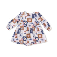 Patchwork Cowgirl - Ruffle Long Sleeve Bubble with Skirt