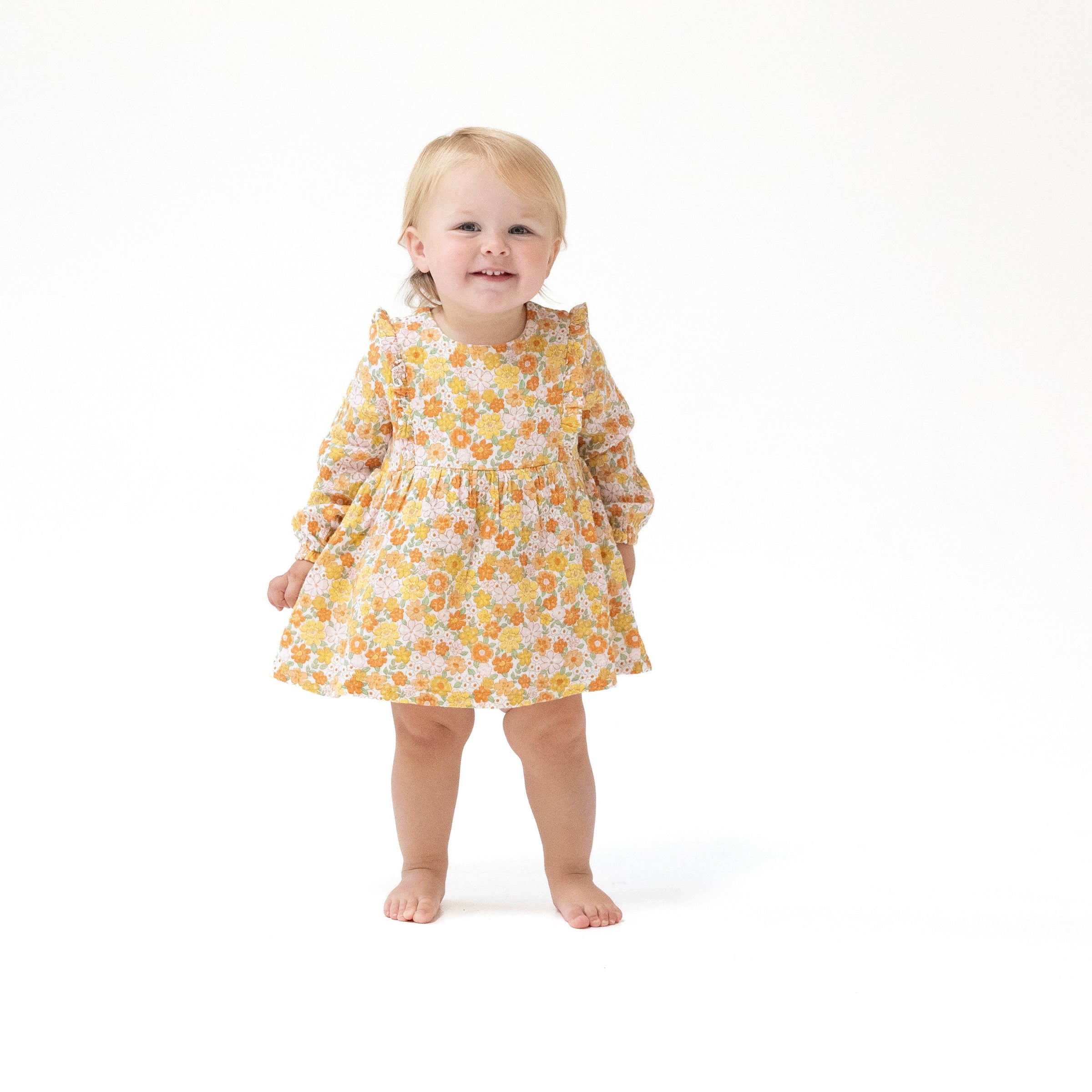 Sweet Amber Floral - Ruffle Long Sleeve Bubble with Skirt