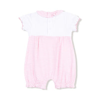 Baby Golf Carts - Pink - Ruffle Collar Romper with Piping and Picot