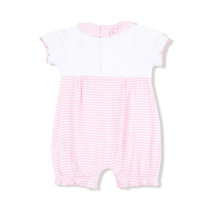 Baby Golf Carts - Pink - Ruffle Collar Romper with Piping and Picot