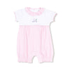 Baby Golf Carts - Pink - Ruffle Collar Romper with Piping and Picot
