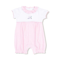 Baby Golf Carts - Pink - Ruffle Collar Romper with Piping and Picot