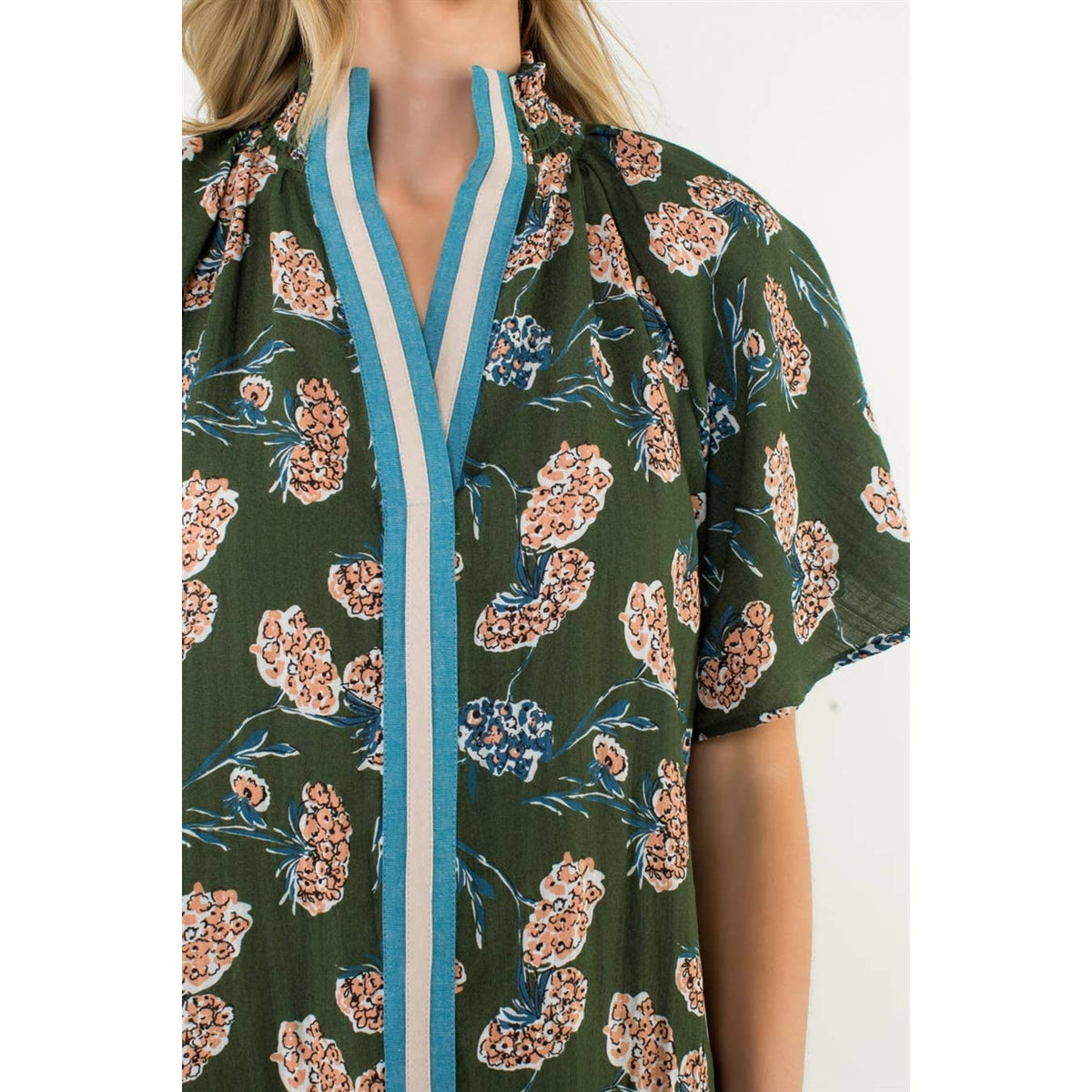 Sheila - Flower Print Short Sleeve Top