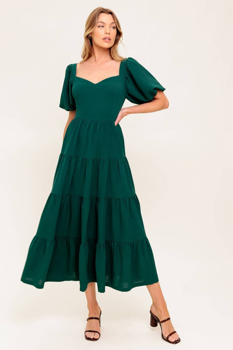 Leva- A Solid Woven Midi Dress