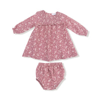 Bandana Floral - Smocked Ruffle Long Sleeve Dress + Diaper Cover (2T to 4T Dress Only)