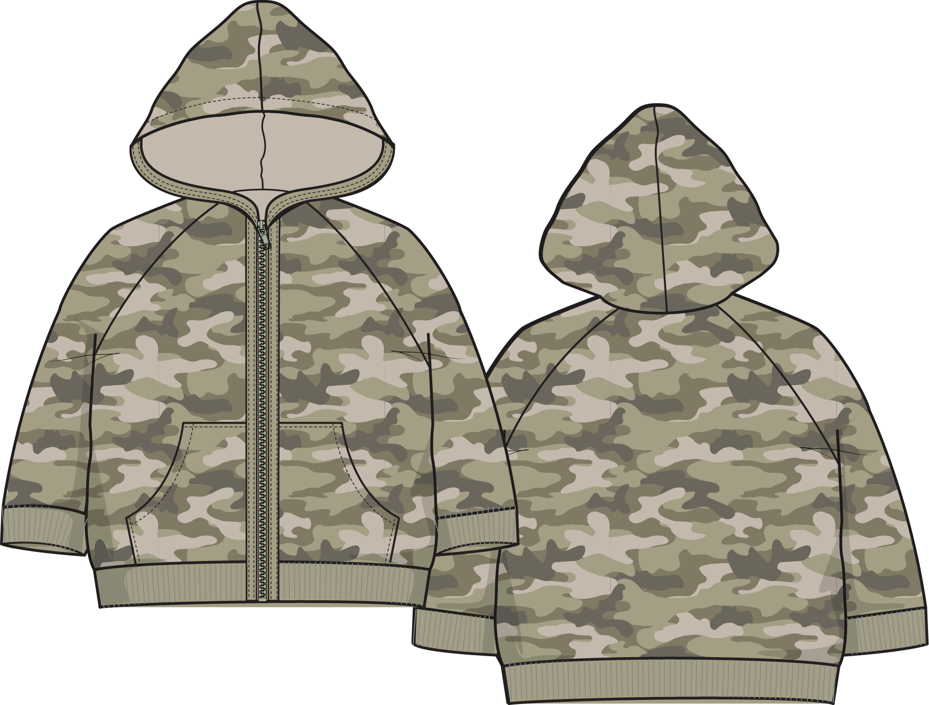Camo French Terry - Zip Hoodie