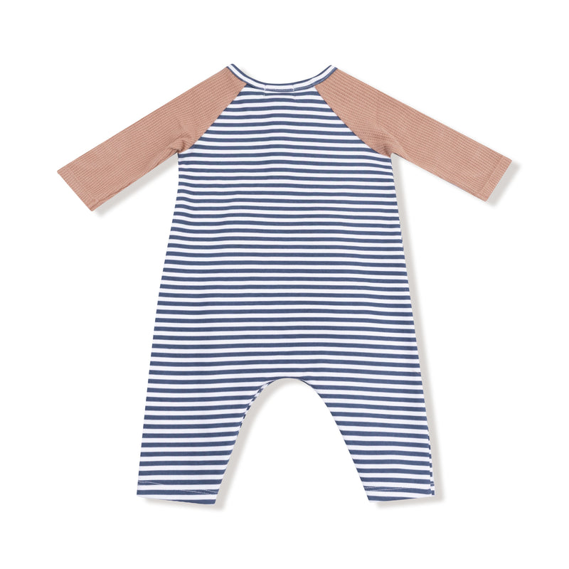 Football Stripes - Long Sleeve Raglan Henley Romper