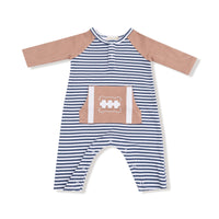 Football Stripes - Long Sleeve Raglan Henley Romper