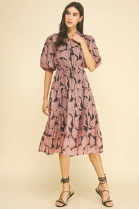 NINA - FLORAL BUTTON DOWN TIERED MIDI DRESS